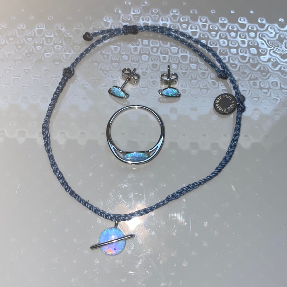 Jewelry Set Earrings,braided bracelet and ring